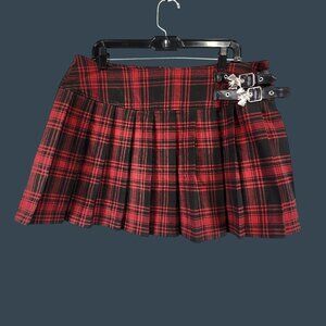 Killstar Bat Girl Babe Tartan Pleated Mini Schoolgirl Punk Rock Skirt Size XXL